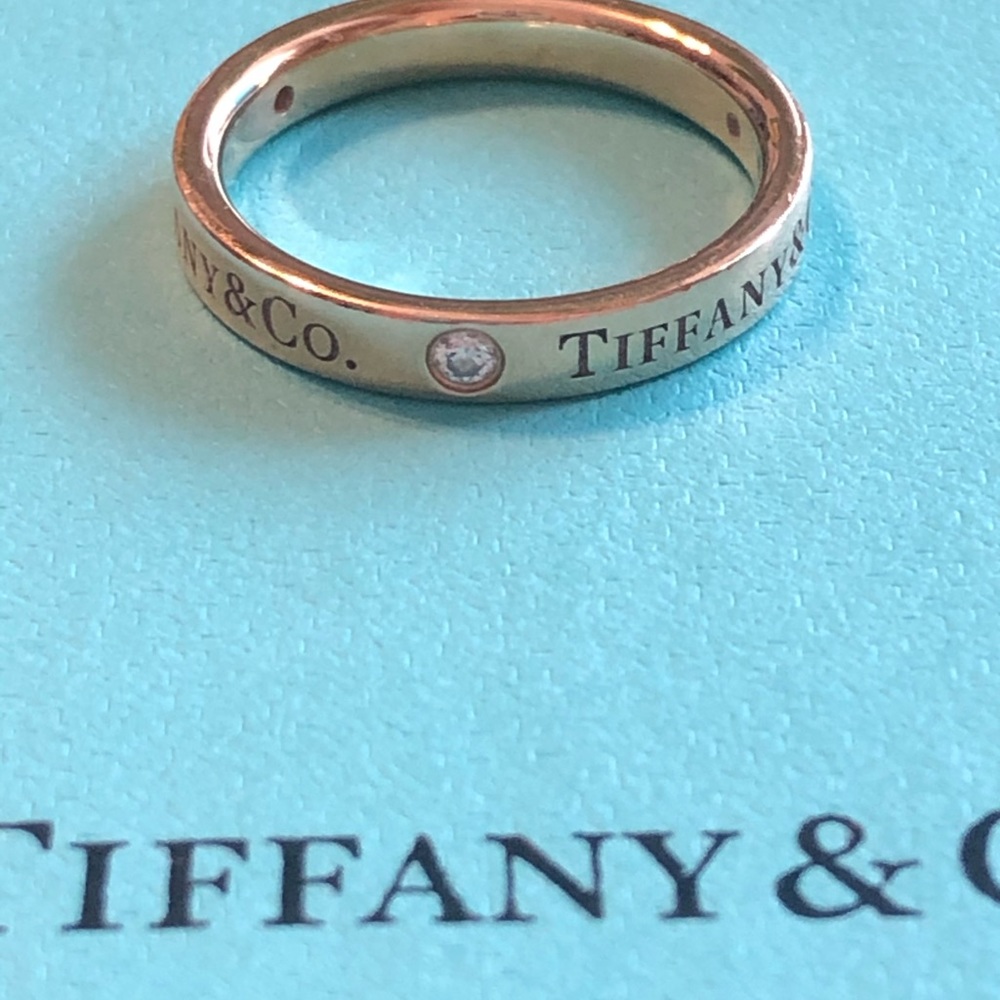 Tiffany & Co. 18K Rose Gold Band Ring w/ Diamonds